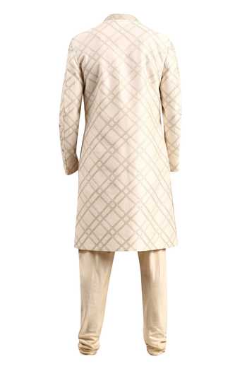 Mayank Modi - Men Geometric Embroidered Sherwani & Churidar Set For Kids