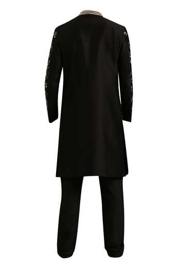 Mayank Modi - Men Floral Embroidered Sherwani & Churidar Set For Kids