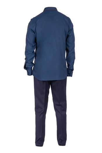 Design O Stitch Crown Embroidered Shirt With Contrast Placket For Kids