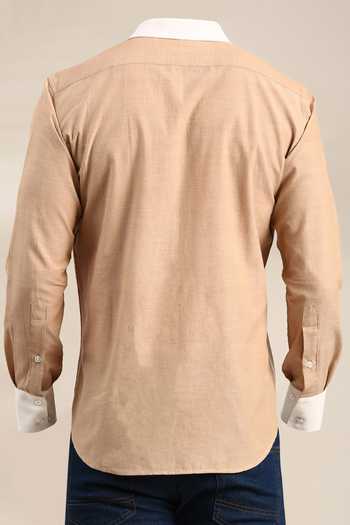 Mayank Modi - Men Beige Geometric Pattern Shirt For Kids