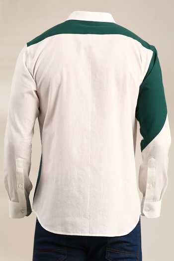 Mayank Modi - Men Geometric Pattern Malai Cotton Shirt For Kids