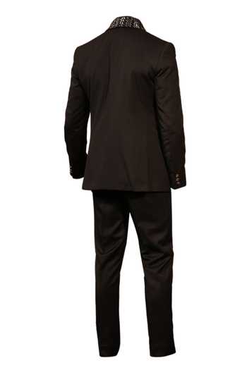 Design O Stitch Black Sequins Embroidered Tuxedo Set For Kids