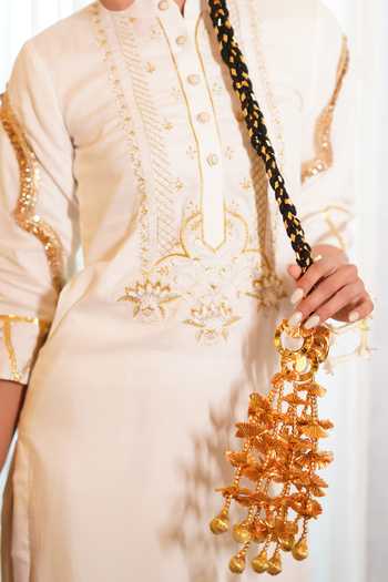 Leela By A Zari Thread Embroidered Kurta & Salwar Set For Kids