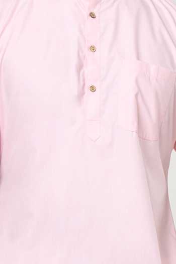Rng Safawala Pink Cotton Short Kurta Set For Kids Online at Aza Fashions Rng Safawala_Pink Cotton Short Kurta Set For Kids_Online_at_Aza_Fashions