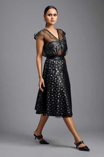 Deepika Arora Geometric Cutwork Skirt