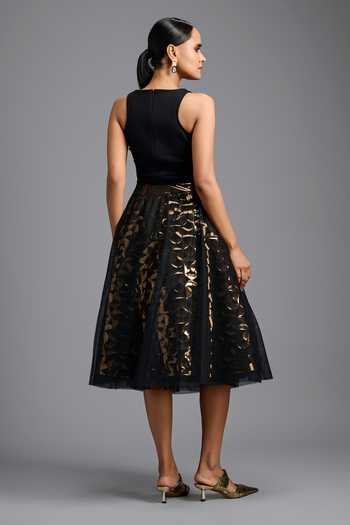 Deepika Arora Geometric Cutwork Skirt 