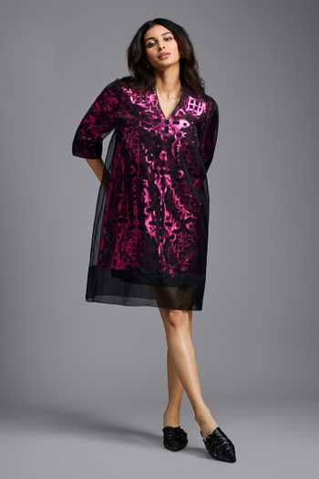 Deepika Arora Patterned Dress With Slip