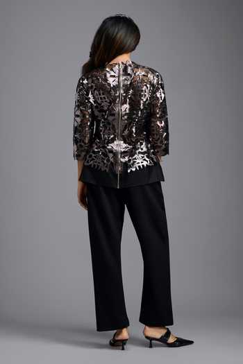 Deepika Arora Metallic Cutwork Top & Trouser Set 