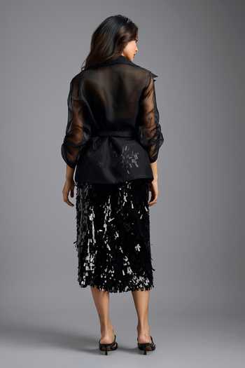 Deepika Arora Sequin Embellished Wrap Tie-Up Top