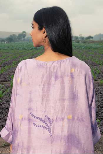 Buy_Inkpikle_Lavender Silk V-neck Hand Spun Mulberry Kaftan 