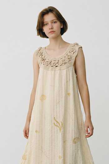 Buy Inkpikle Beige Silk Scoop Neck Hand Spun Matka Dress Online at Aza Fashions Buy_Inkpikle_Beige Silk Scoop Neck Hand Spun Matka Dress _Online_at_Aza_Fashions
