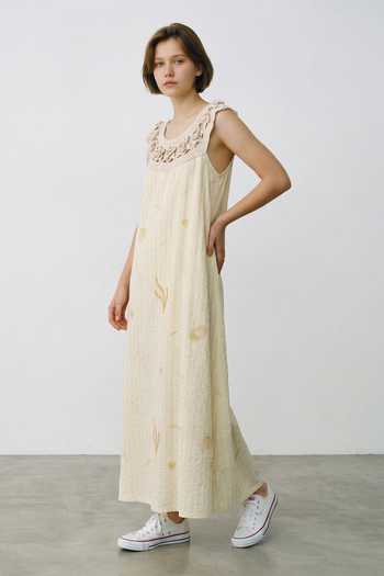Buy Inkpikle Beige Silk Scoop Neck Hand Spun Matka Dress Buy_Inkpikle_Beige Silk Scoop Neck Hand Spun Matka Dress