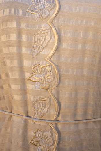 Shop Inkpikle Beige Silk V-neck Hand Spun Dress Online at Aza Fashions Shop_Inkpikle_Beige Silk V-neck Hand Spun Dress _Online_at_Aza_Fashions