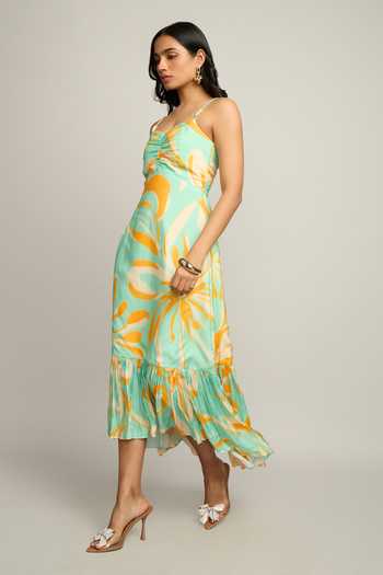 Buy Poppi Multi Color Silk, Bemberg Sweetheart Beaded Spaghetti Strap Printed Midi Dress Online at Aza Fashions Buy_Poppi_Multi Color Silk, Bemberg Sweetheart Beaded Spaghetti Strap Printed Midi Dress _Online_at_Aza_Fashions