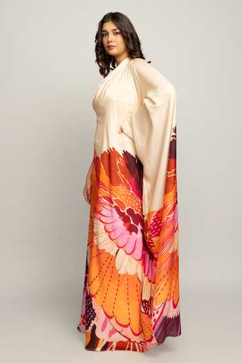 Buy Poppi Multi Color Silk, Bemberg One Shoulder Floral Print Kaftan Online at Aza Fashions Buy_Poppi_Multi Color Silk, Bemberg One Shoulder Floral Print Kaftan _Online_at_Aza_Fashions