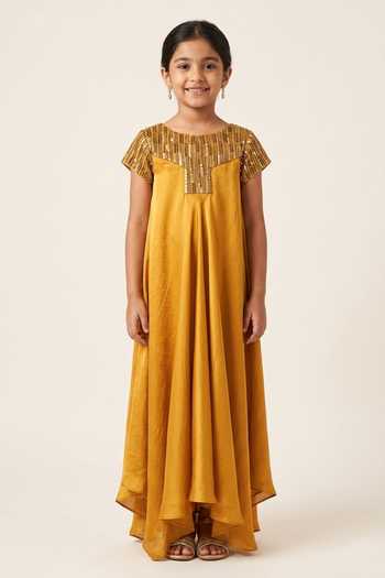 Aakaar Yoke Embellished Maxi Dress For Kids