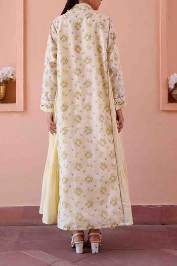 OurDve Amily Lemon Print Jacket With Dress For Kids