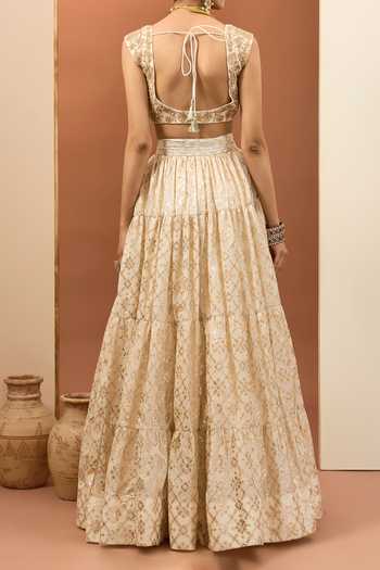 Neha Khullar Geometric Banarasi Lehenga Set For Kids