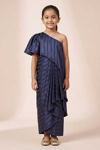 Aakaar X AZA Pleated Textured Dress For Kids