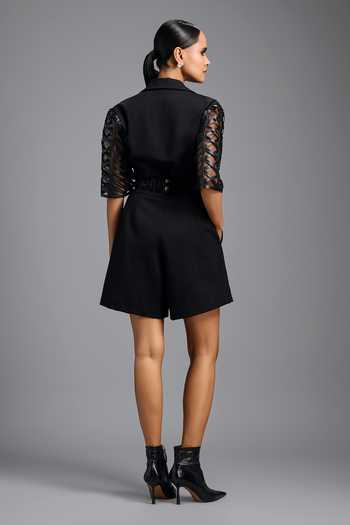 Deepika Arora Mesh Sleeve Jumpsuit With Belt 