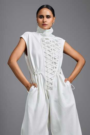 Buy_Deepika Arora_White Structured Jumpsuit 