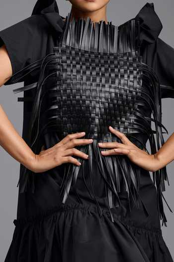 Buy Deepika Arora Black High Neck Dramatic Woven Dress Buy_Deepika Arora_Black High Neck Dramatic Woven Dress