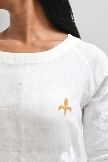 Shop Inkpikle Beige Cotton Round Neck Hand Spun Kurta With Pant Shop_Inkpikle_Beige Cotton Round Neck Hand Spun Kurta With Pant