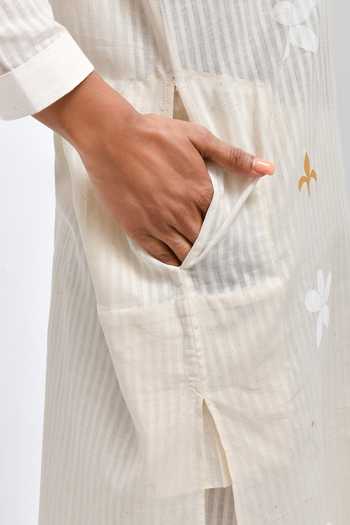 Inkpikle Beige Cotton Round Neck Hand Spun Kurta And Pant Set Online at Aza Fashions Inkpikle_Beige Cotton Round Neck Hand Spun Kurta And Pant Set _Online_at_Aza_Fashions