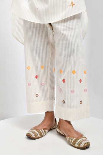 Shop Inkpikle Beige Cotton Round Neck Hand Spun Kurta And Pant Set Shop_Inkpikle_Beige Cotton Round Neck Hand Spun Kurta And Pant Set