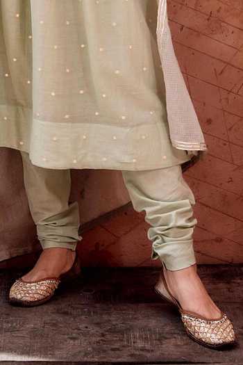 Karaj Jaipur Green Cotton, Muslin (mulmul), Kota Doria V-neck Mul Pista Anarkali Suit Set Online at Aza Fashions Karaj Jaipur_Green Cotton, Muslin (mulmul), Kota Doria V-neck Mul Pista Anarkali Suit Set _Online_at_Aza_Fashions