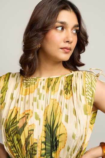 Shop_Poppi_Multi Color Silk, Bemberg Boat Neck Abstract Print Maxi Dress _Online_at_Aza_Fashions