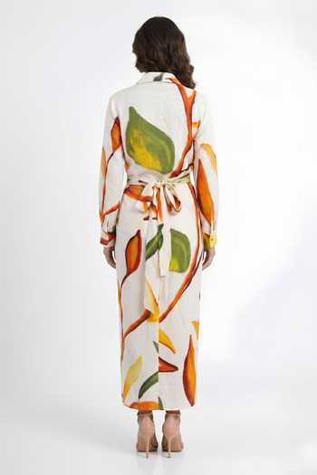 Poppi Abstract Print Shirt With Skirt 