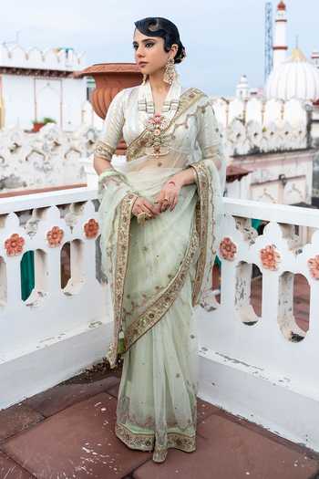 Tarrz Embroidered Saree & Silk Brocade Blouse 