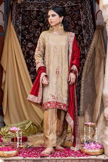 Tarrz Embroidered Pure Silk Tissue Kurta & Pant Set 