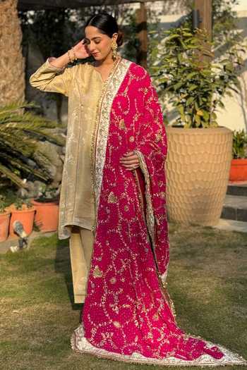 Tarrz Hand-Embroidered Zardozi Pure Georgette Dupatta 