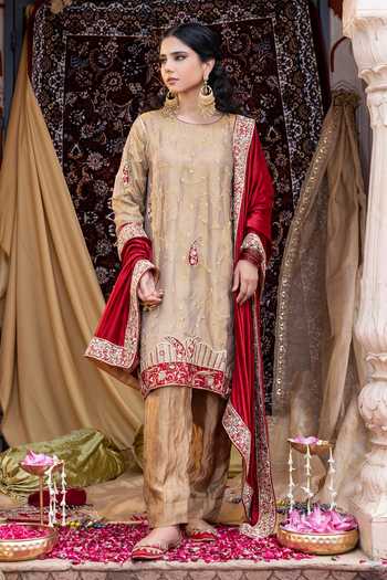 Tarrz Embroidered Satin Silk Dupatta 