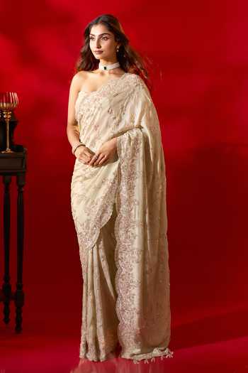 Azeera Inayat Tissue Saree With Unstitched Blouse Piece