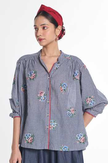 Payal Pratap Lisianthus Gingham Check Top 