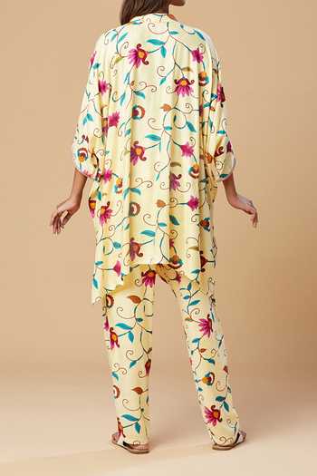 SPRING BREAK Floral Print Tunic & Pant Set For Kids