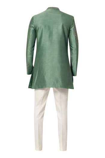 YOSEBA Floral Bloom Embroidered Achkan Set For Kids