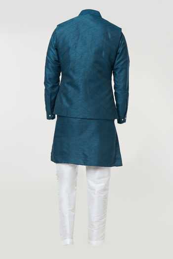 Rng Safawala Diamond Pintuck Bundi & Kurta Set For Kids