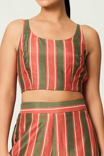 Koai_Red Cotton, Silk Stripe Print Pant For Kids_Online_at_Aza_Fashions