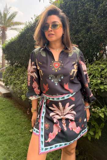 SONAM PARMAR JHAWAR Monkey Print Top & Skirt Set 