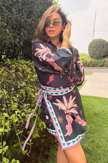 SONAM PARMAR JHAWAR Monkey Print Top & Skirt Set 