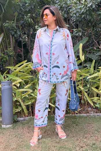 SONAM PARMAR JHAWAR Monkey Print Shirt & Pant Set 