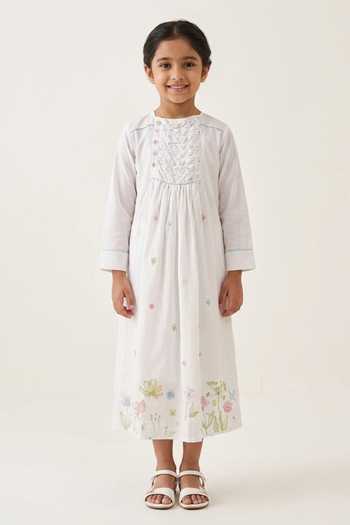 OurDve Zeno Smocked Placket Dress For Kids