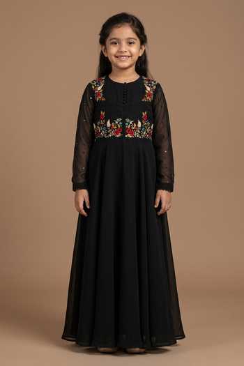 Rirasa Floral Embroidered Anarkali With Jacket For Kids