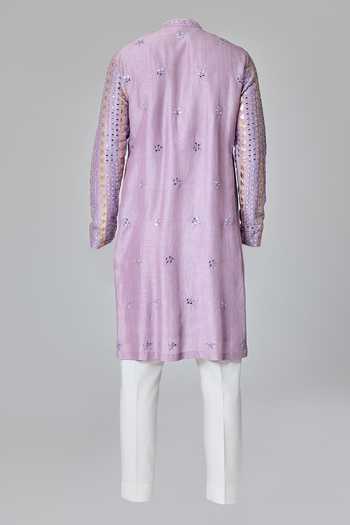 Chatenya Mittal Mirror & Leather Patch Embroidered Kurta For Kids