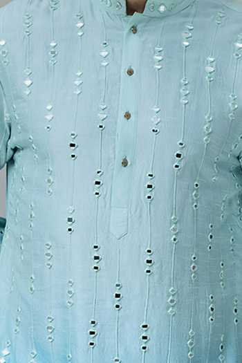 Chatenya Mittal Blue Silk Embroidery Ombre Sheesh Kurta For Kids Online at Aza Fashions Chatenya Mittal_Blue Silk Embroidery Ombre Sheesh Kurta For Kids_Online_at_Aza_Fashions