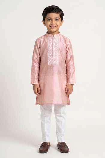 Menero Thread Embroidered Kurta Pant Set For Kids
